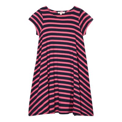 bluezoo Girls' pink and navy striped dress